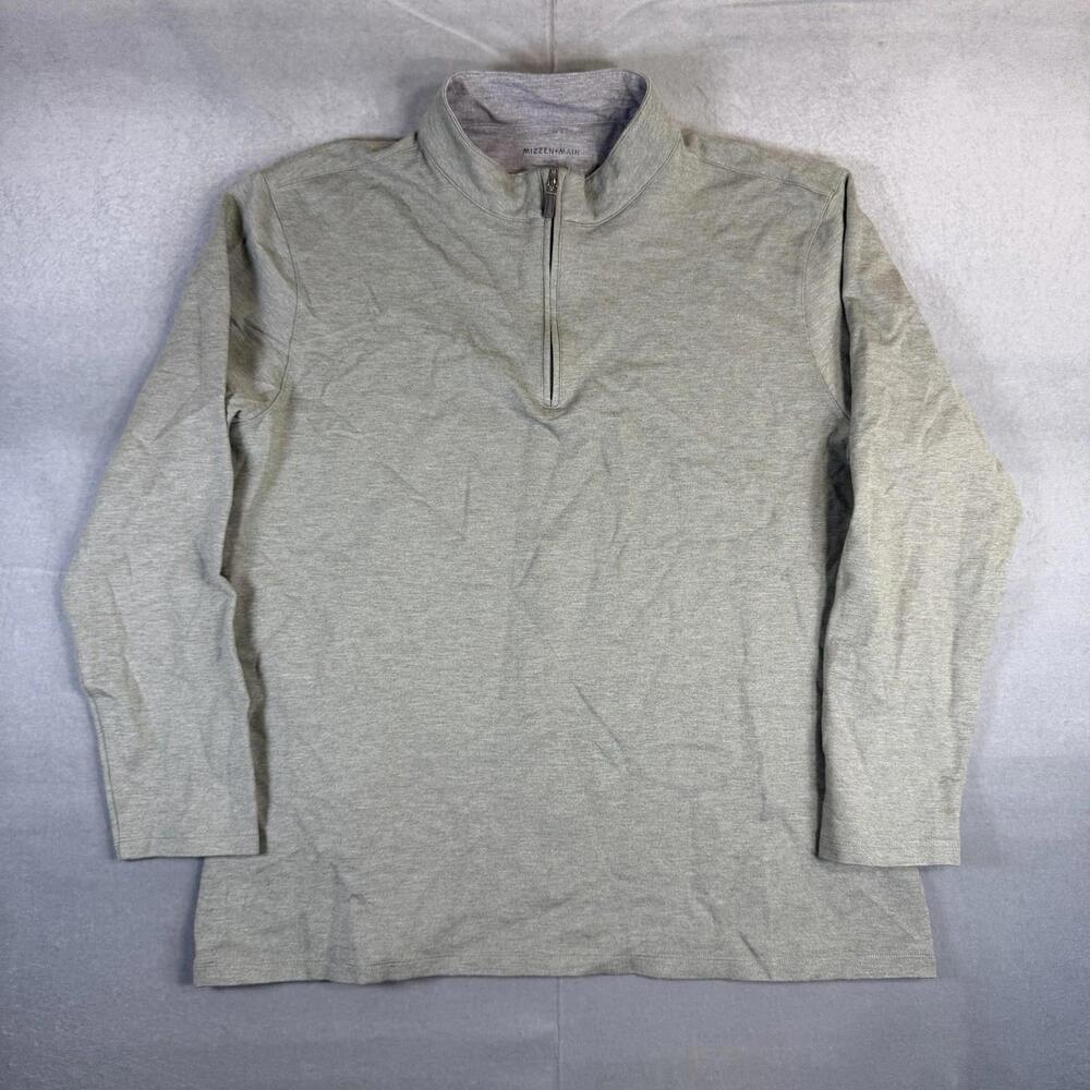 Mizzen + Main 1/4 Zip Sweater Mens XXL Green Long Sleeve Pullover Rayon